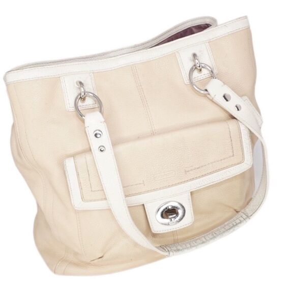 Coach Penelope B1282-F19264 Tan and Ivory Pebbled Leather Bag - Picture 7 of 11